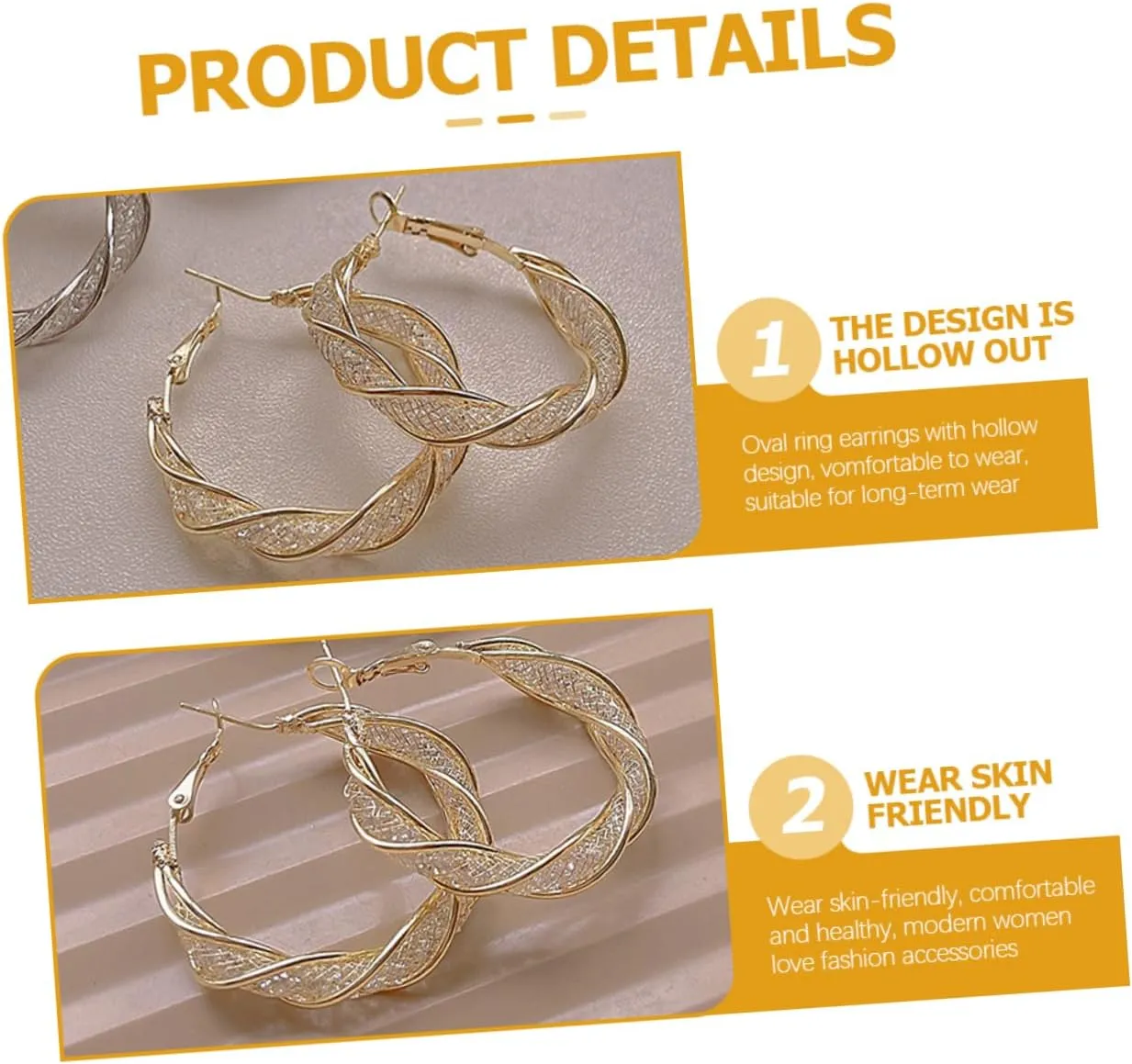 1 Pair Circle Hollow Earrings Womens Jewelry Earings for Women Earrings for Women Dangle Post Earrings