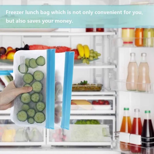 10pcs Reusable Storage Bags Leakproof Freezer Gallon Bags BPA Free- Extra Thick Durable Reusable Storage Bags - Reusable Snack Bags For Food Fruit Travel Storage Home Organization
