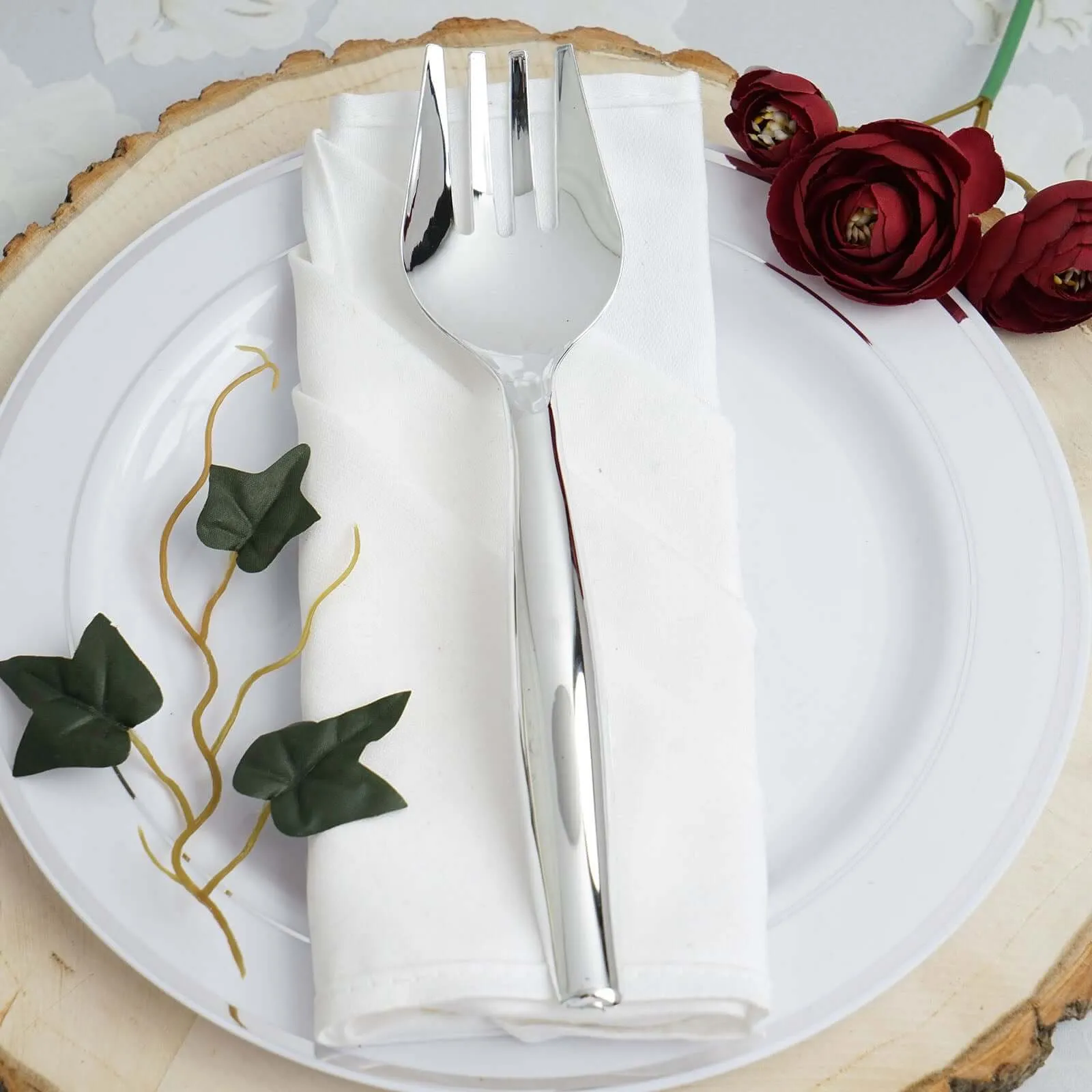 10" Silver Large Serving Forks, Heavy Duty Plastic Serving Forks