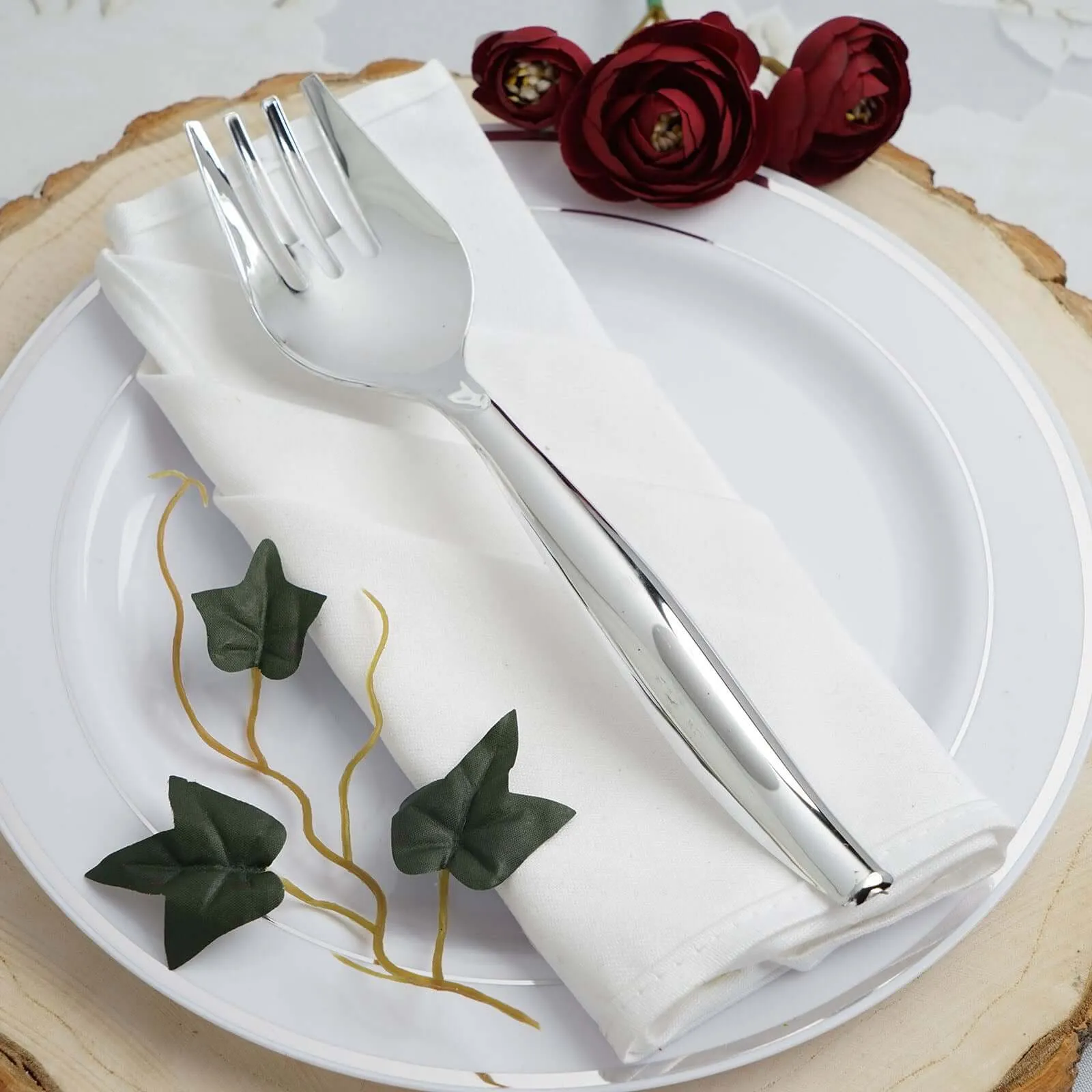 10" Silver Large Serving Forks, Heavy Duty Plastic Serving Forks