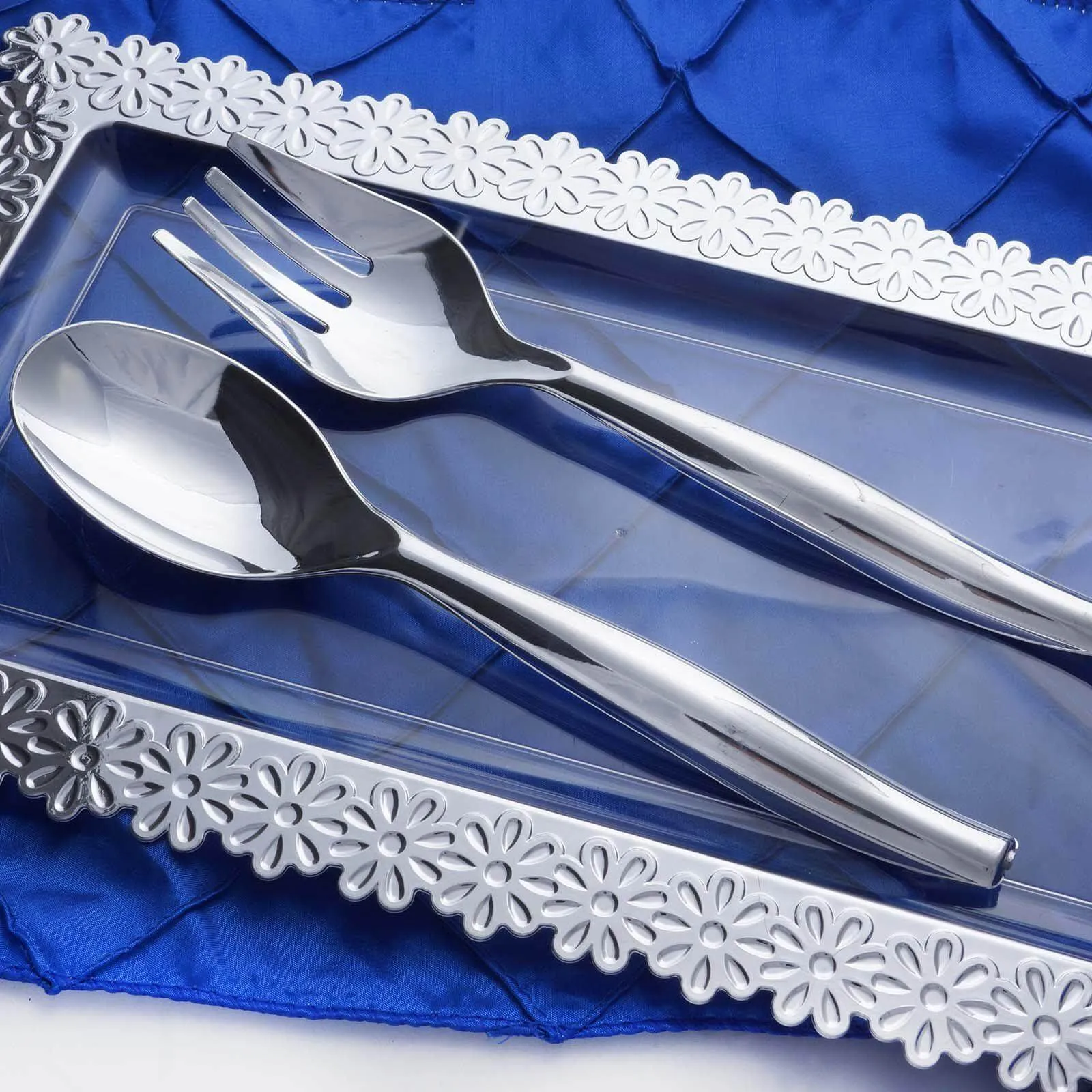 10" Silver Large Serving Forks, Heavy Duty Plastic Serving Forks