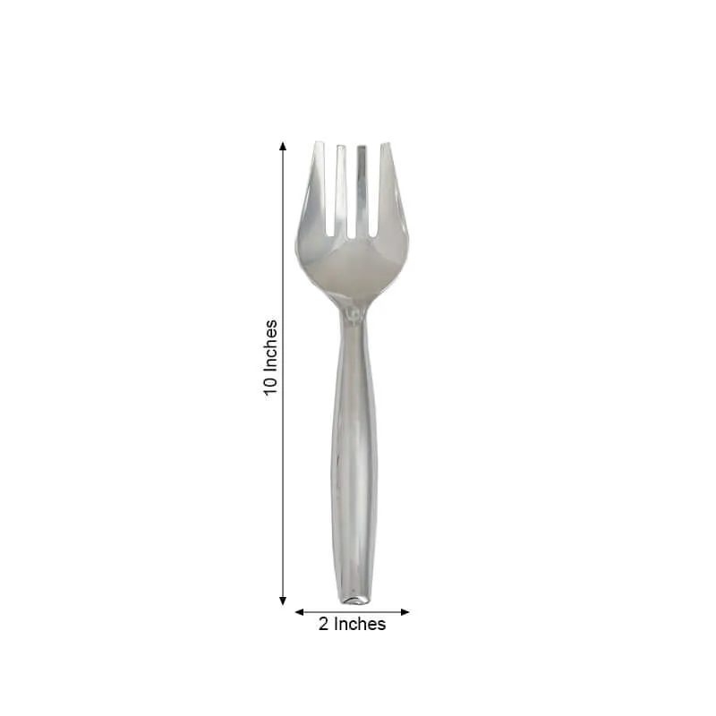 10" Silver Large Serving Forks, Heavy Duty Plastic Serving Forks