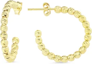 14K Gold Beaded Huggie Hoops, Tiny Bead Huggie Hoops, Bold Statement Earrings, Dainty Gold Ball Hoops, Minimalist Helix Piercing Hoops