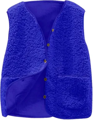 2025 Fleece Vest for Women Faux Shearling Crop Vests Kawaii Teddy Coats Winter Sleeveless Fleece Jacket with Pockets