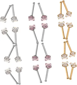 24Pcs Nose Jewelry for Women Piercing Studs with Zirconia Comfortable Nose Rings for Everyday Wear and Special Occasions
