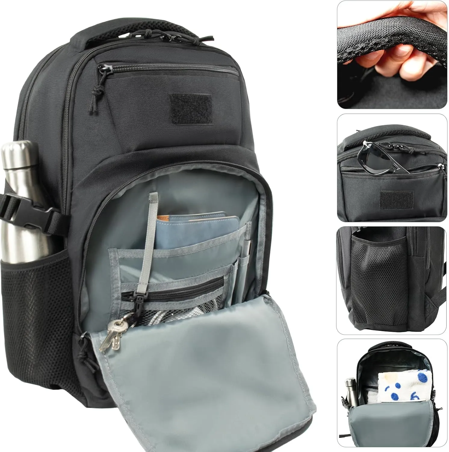 25L Military Travel Laptop Backpack 15.6-inch Backpack For Women Business Carry On Flight Approved Small Black Backpack Bug Out Bag Work Gym Weekend Bag Men's Assault Bags Back Pack