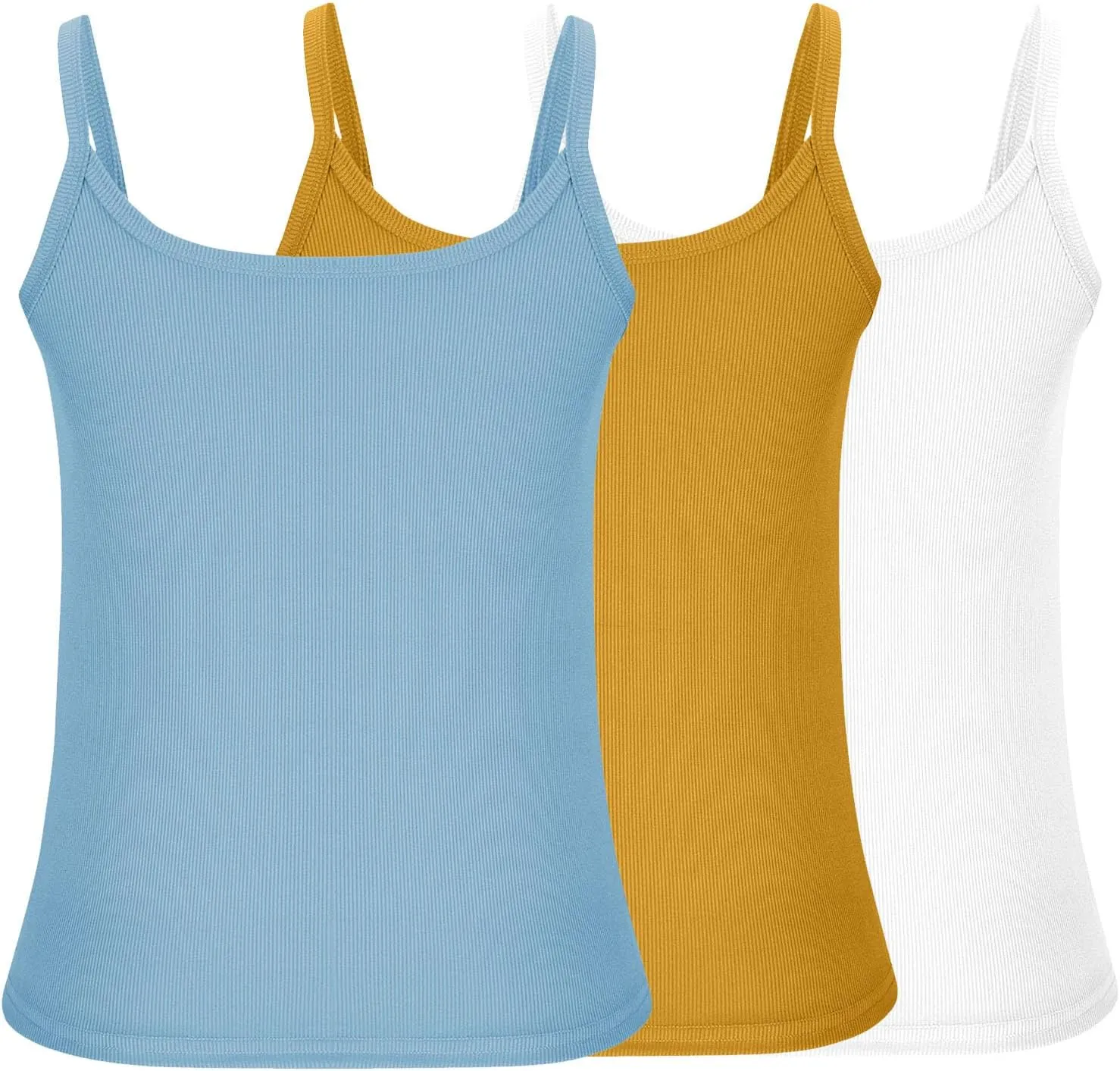 3 Pcs Womens Ribbed Knit Tank Tops Scoop Neck 2025 Summer Camisole Basic Slim Fit Lightweight Y2K Going Out Shirts