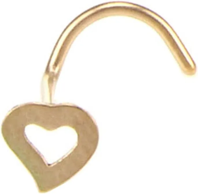 3 Piece Stainless Steel Hollow Heart Shape Nose Studs Hooks Bar Pin Nose Ring Body Piercing Jewelry for Women (Metal Color : Pink)