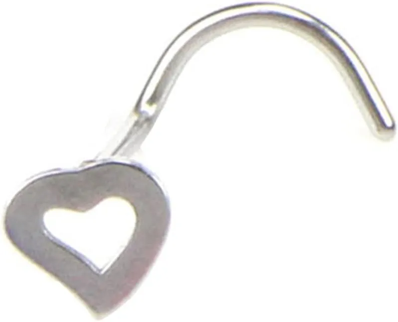 3 Piece Stainless Steel Hollow Heart Shape Nose Studs Hooks Bar Pin Nose Ring Body Piercing Jewelry for Women (Metal Color : Pink)