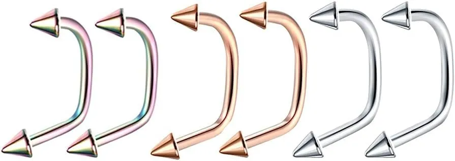 6 PCS 1.2m*10 * 3 16G 316L Stainless Steel Ball Lip Tragus Helix Earring Stud Barbell Ring Body Piercing Jewelry Kit Bar Cheek Tongue Rings Barbell Body Piercing Jewelry Style A