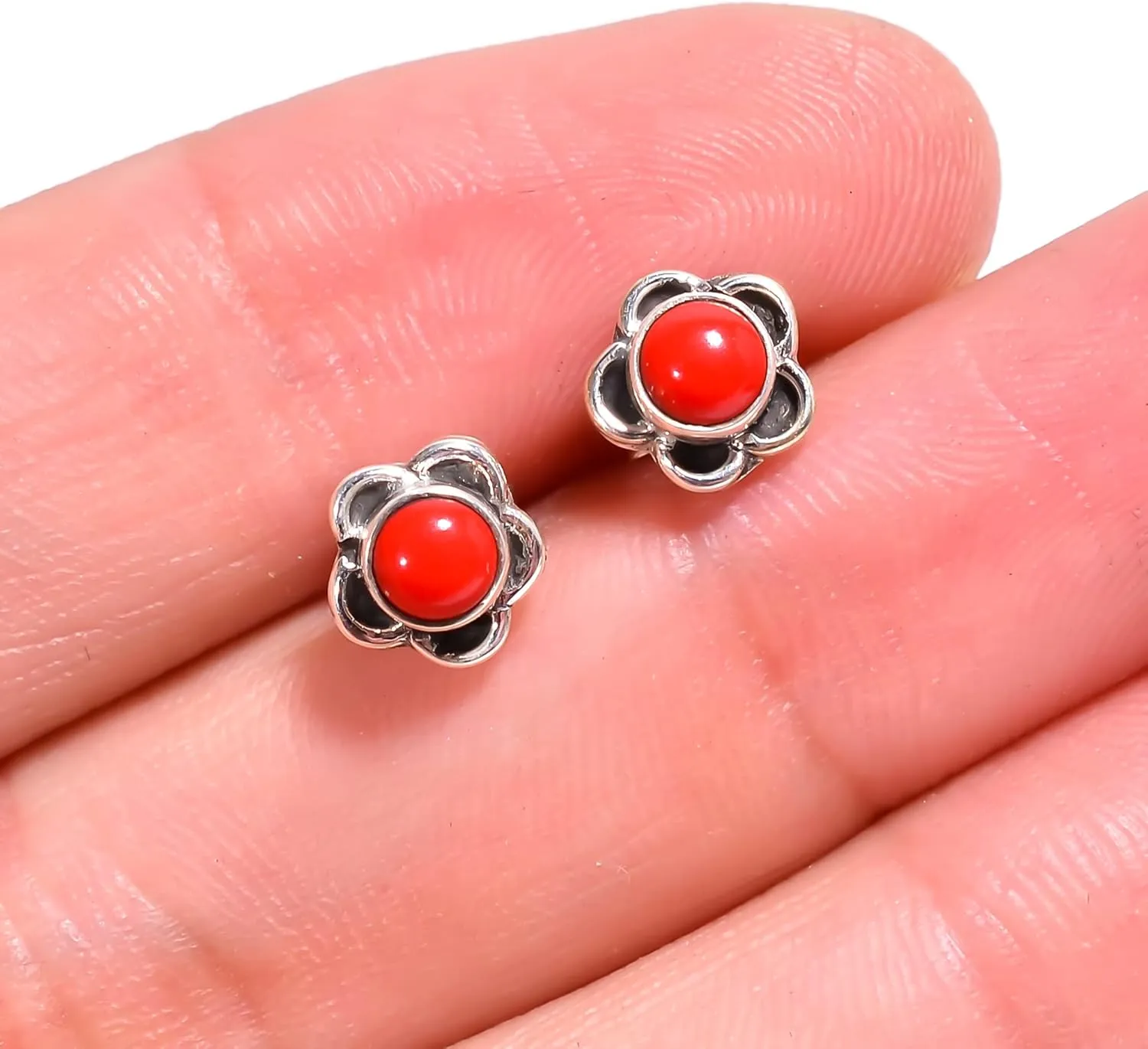 925 Sterling Silver Earring Studs Flower Shape with Gemstone for Women