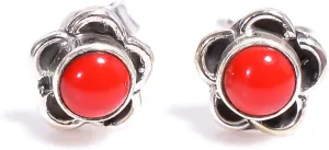 925 Sterling Silver Earring Studs Flower Shape with Gemstone for Women