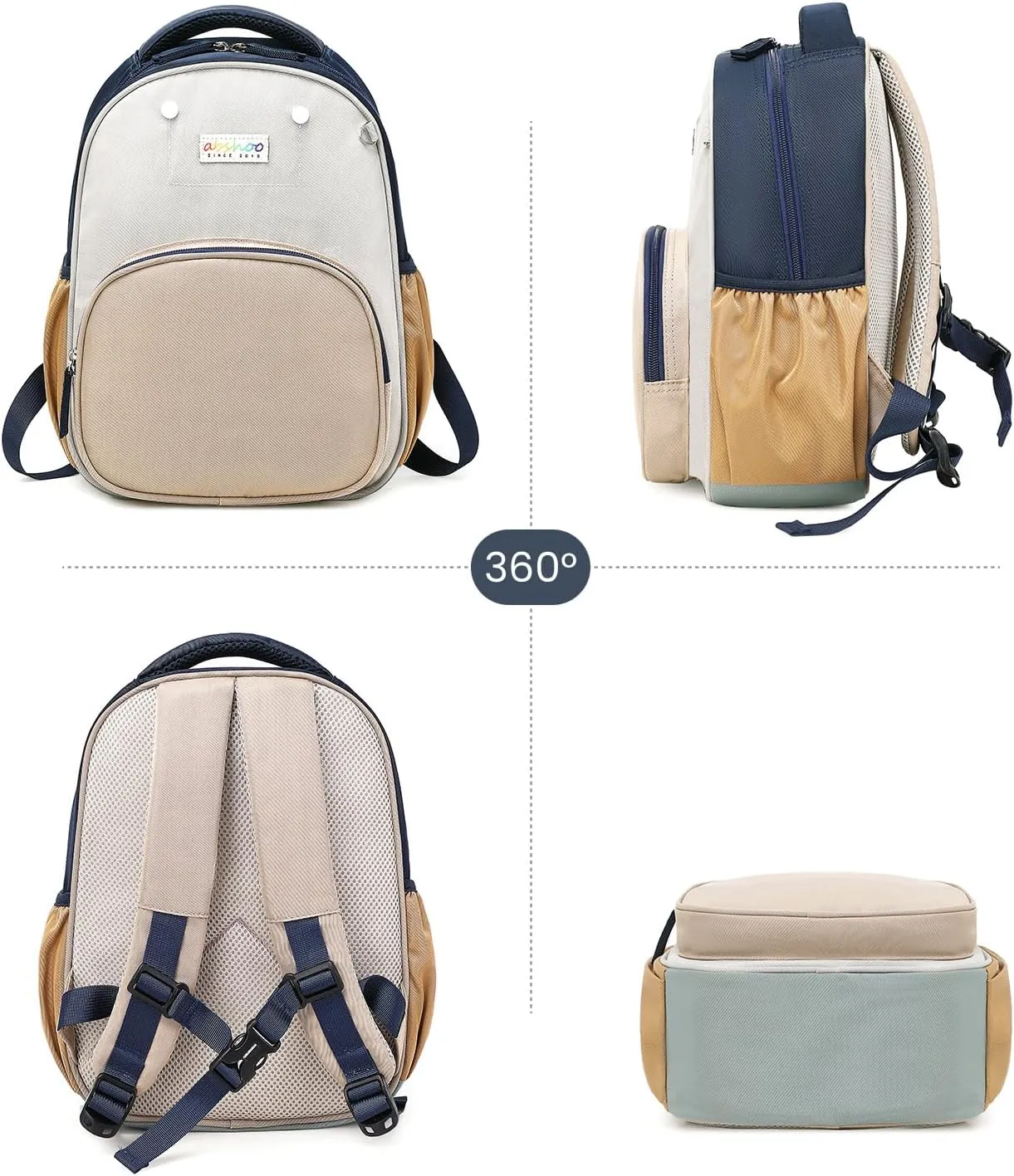 abshoo Toddler Backpacks for Boys Preschool Backpack Cute Kids Backpack for Boys (Grey and Brown)