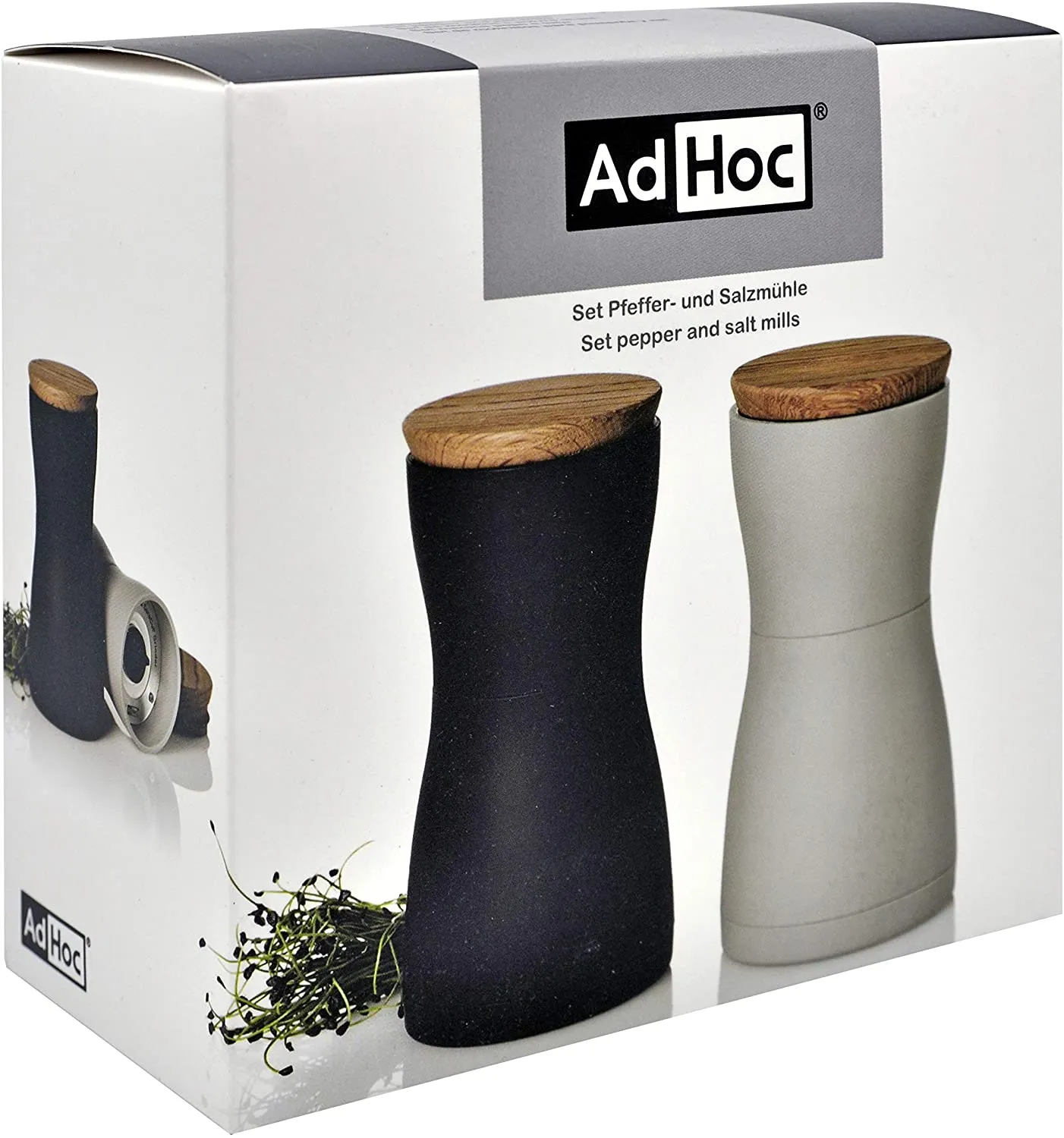 AdHoc Twin 5" Salt & Pepper Mills, Black / Grey