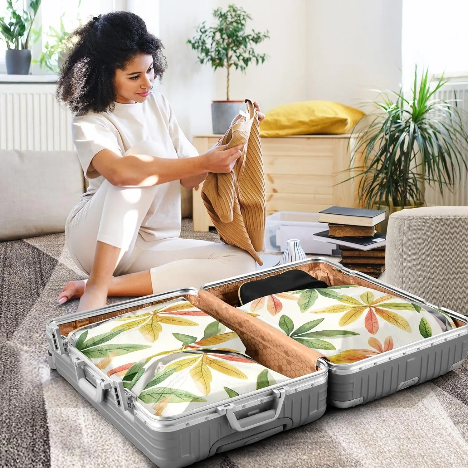 Aesthetic Butterfly Minimalist Style 3 Set Travel Packing Cubes For Suitcases, Foldable, Garment Bag Closet Storage, Luggage Space Saver, Organizadores De Maletas Para