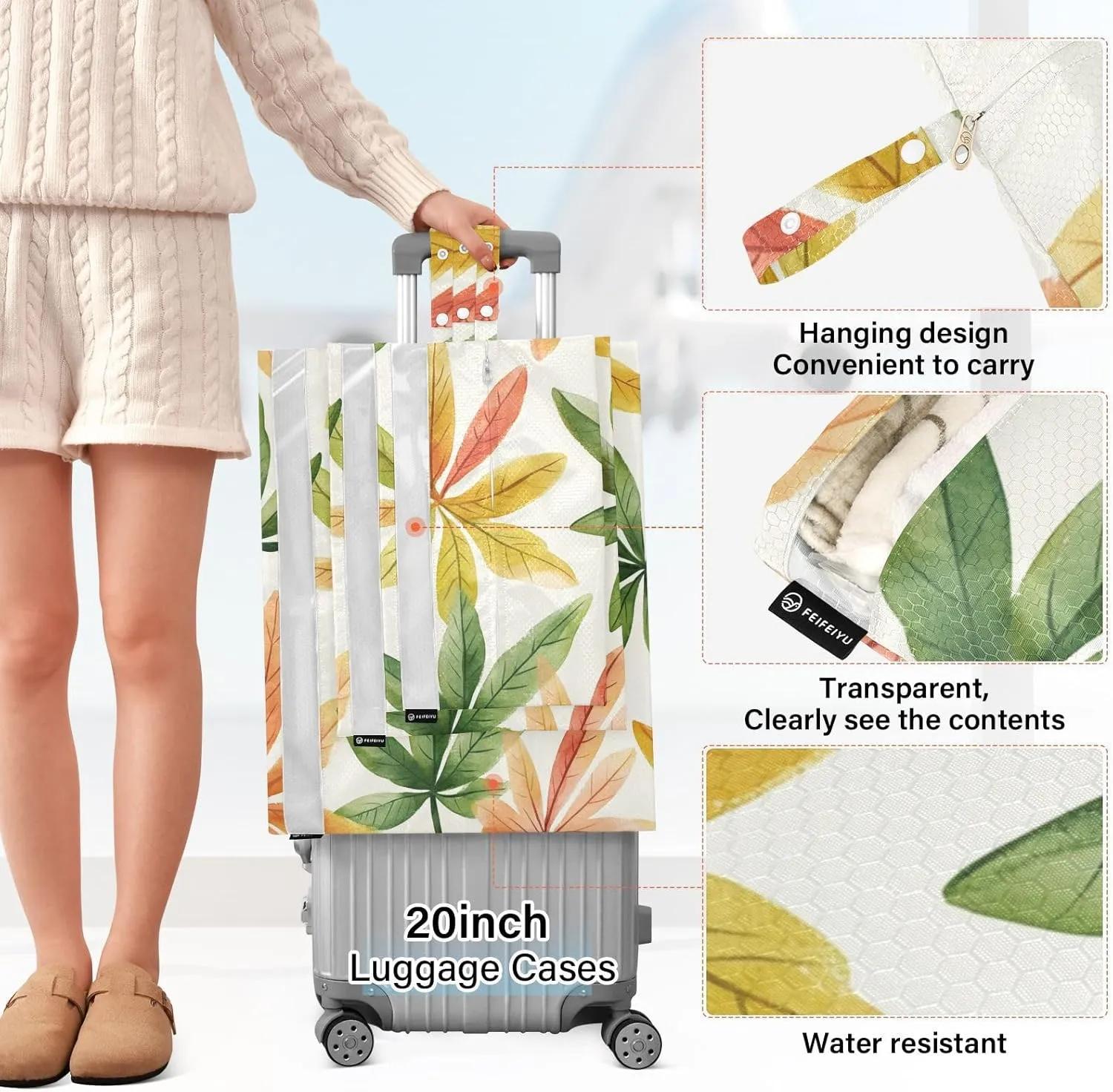 Aesthetic Butterfly Minimalist Style 3 Set Travel Packing Cubes For Suitcases, Foldable, Garment Bag Closet Storage, Luggage Space Saver, Organizadores De Maletas Para