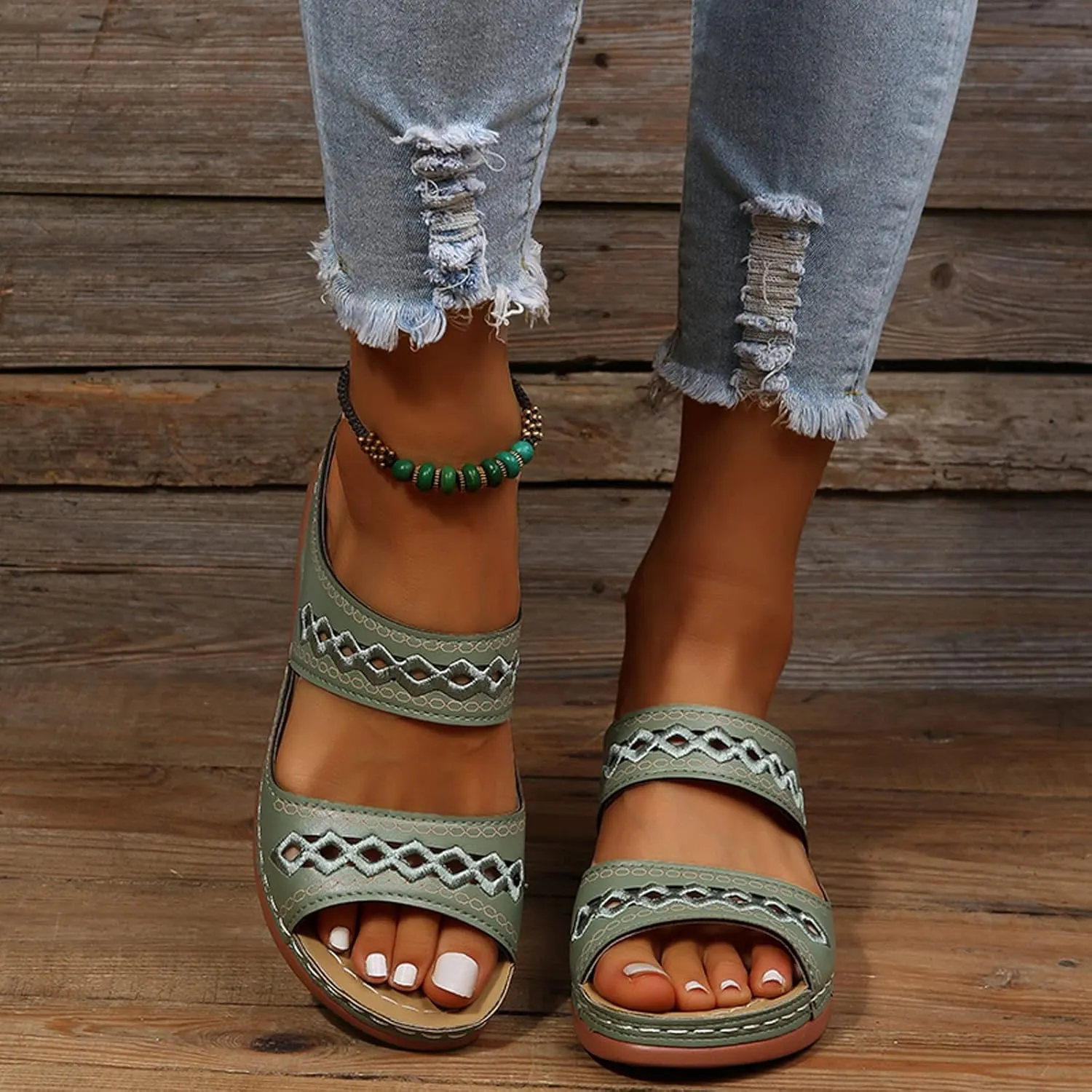 AMDBEL Orthopedic Sandals for Women,Women Walking Slippers with Arch Support Anti-Slip Sandals Slip On Flip Flop Casual Shoes