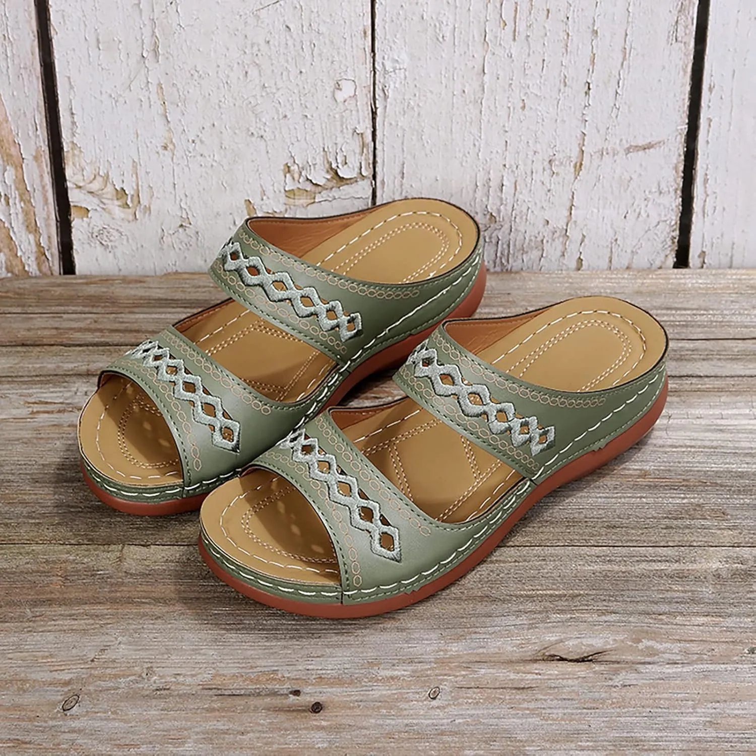 AMDBEL Orthopedic Sandals for Women,Women Walking Slippers with Arch Support Anti-Slip Sandals Slip On Flip Flop Casual Shoes
