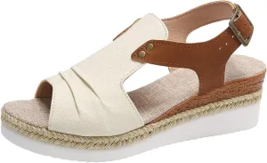 AMDBEL Wedge Sandals for Women Dressy Summer Platform Espadrilles Fish Mouth Sandals Comfy Ankle Strap Casual Sandals Shoes