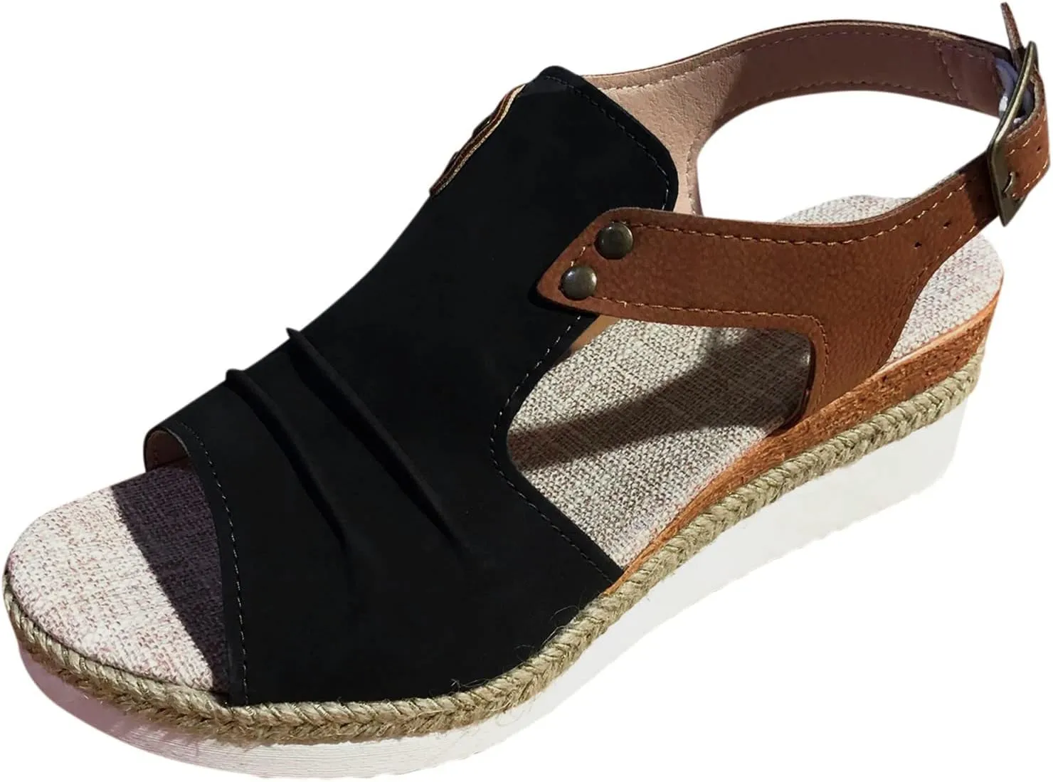 AMDBEL Womens Sandals 2024, Platform Wedge Sandals for Women Open Toe Ankle Strap Orthopedic Sandals Casual Strappy Low Wedges Sandals Summer Dress Beach Sandals Dress Shoes Comfortable Outdoor Shoes