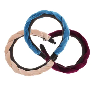 Angoily Elegant Gold Velvet Headbands 3pcs Set Suede Hair Loop Lint Hairband Braid Head Hoops for Women Ladies Random