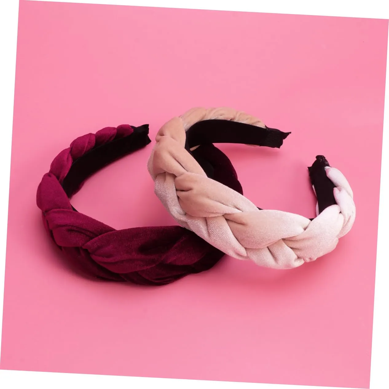 Angoily Elegant Gold Velvet Headbands 3pcs Set Suede Hair Loop Lint Hairband Braid Head Hoops for Women Ladies Random