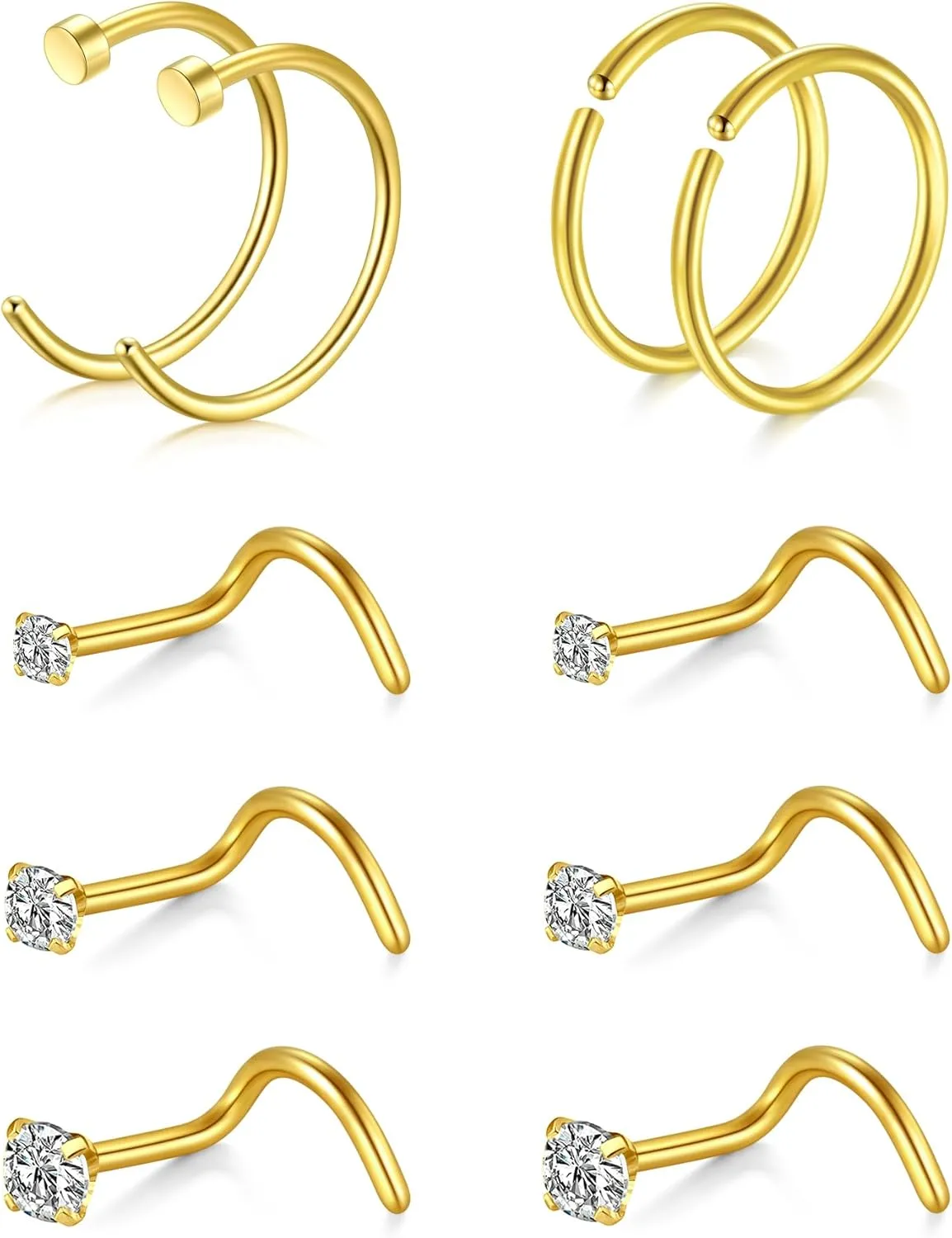 Anicina 18g 20g 22g Nose Rings Studs for Women Mens Nose Rings Hoops Surgical Steel Real Stud Nose Rings L Shaped Corkscrew Bone Nose Piercing Stud Jewelry Hypoallergenic 1.5mm 2mm 2.5mm 3mm
