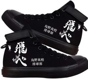 Anime Hinata Shoyo Shoes Kageyama Karasuno High School Volleyball Canvas Sneakers High Top Lace ups Shoes