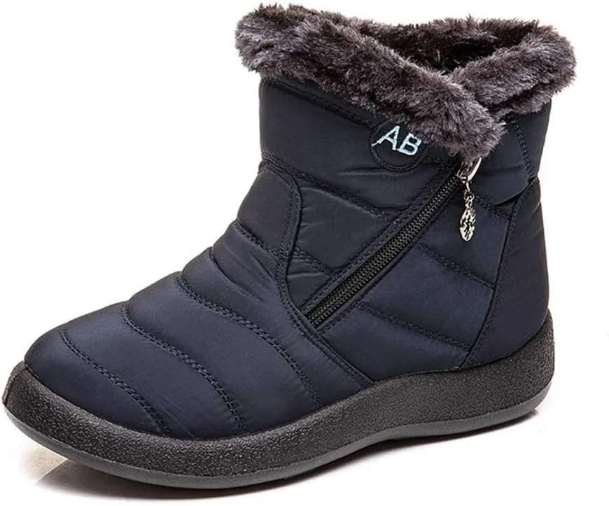 Ankle Boots for Women Comfy Platform Women's Fleece Zipper Waterproof Warm Mid-Calf Boots Short Boots Snow Boots