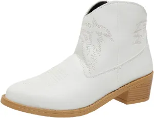 Ankle Boots for Women Dressy Chunky Heel Boots for Women Western Chunky Heel Pointed Toe Slip on Women Cowboy Boots