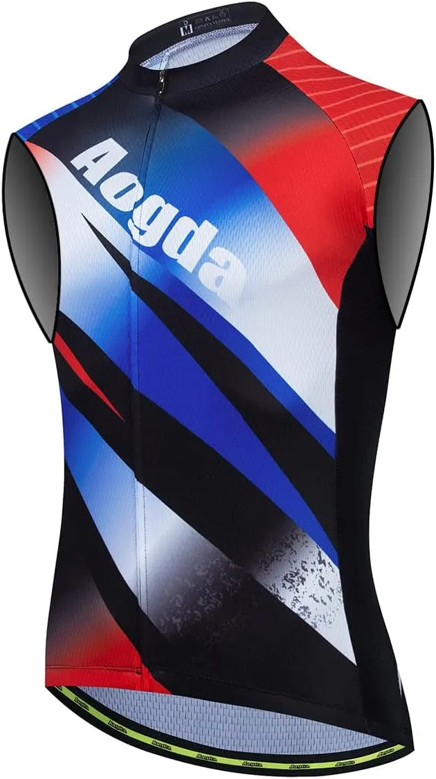 Aogda Sleeveless Cycling Jerseys For Men Bike Shirts Bicycle Vests Team Biking Tops Clothing