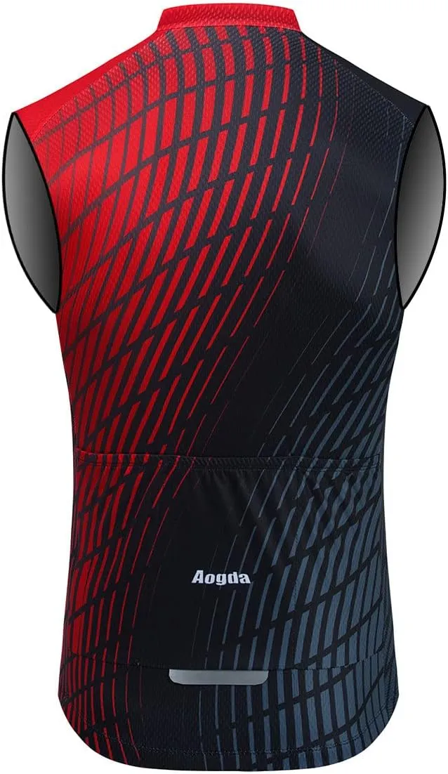 Aogda Sleeveless Cycling Jerseys For Men Bike Shirts Bicycle Vests Team Biking Tops Clothing