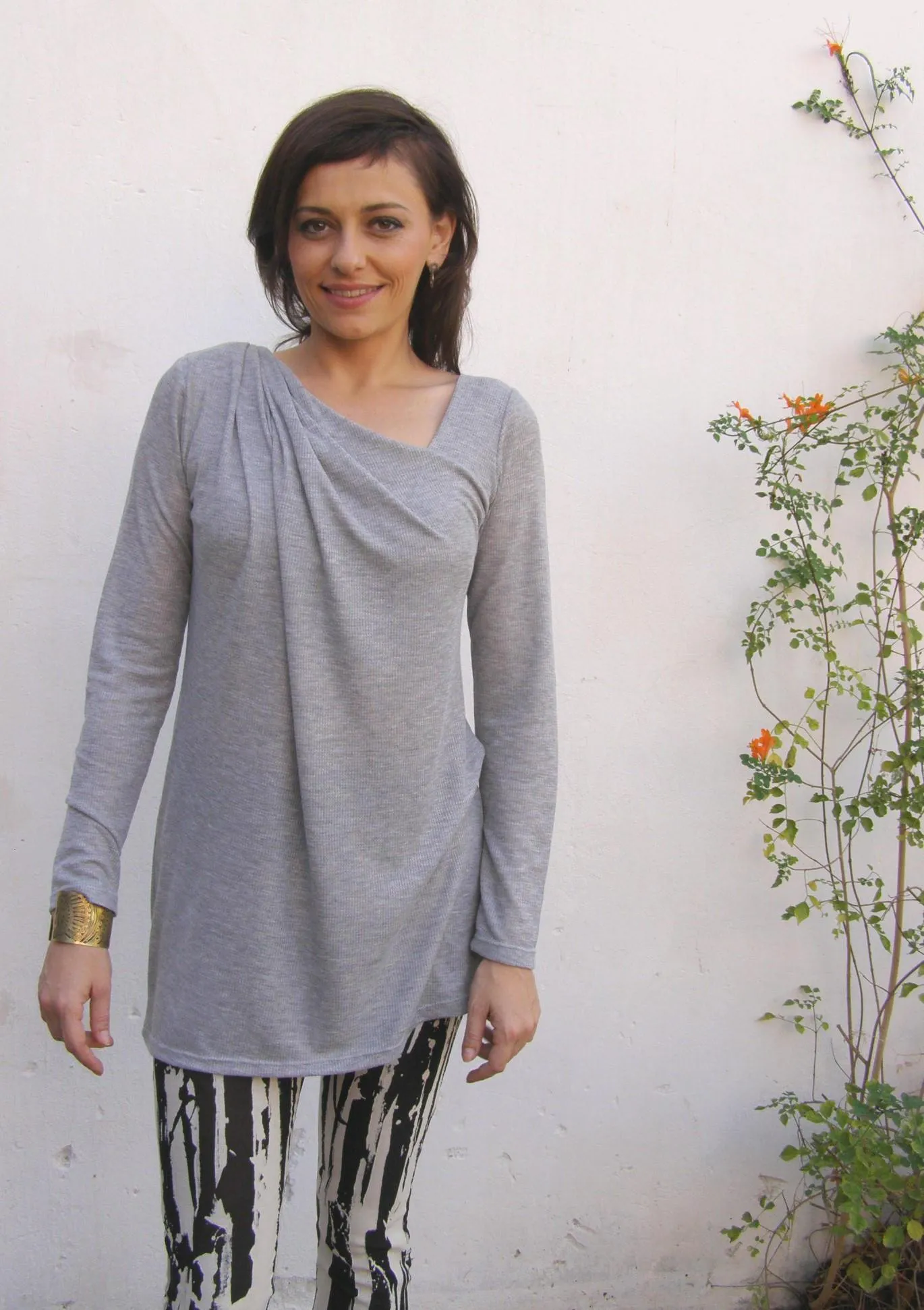 Asymmetrical Neckline Flutter Tunic