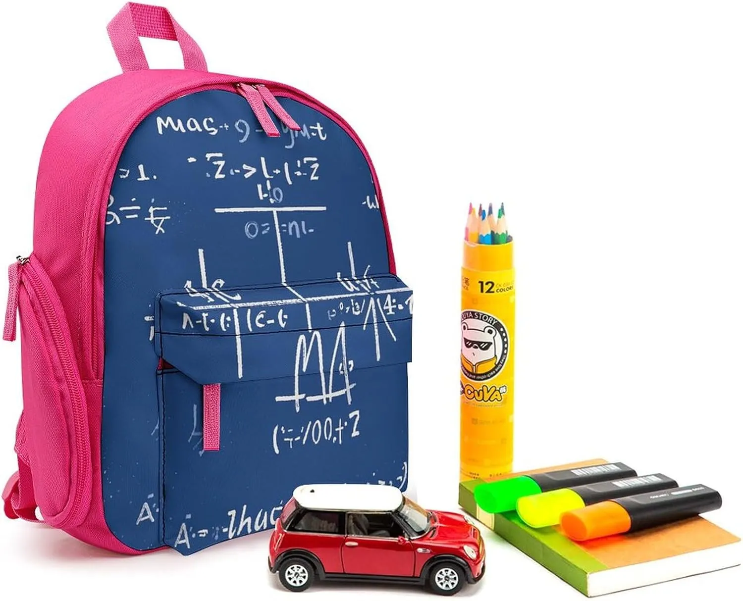 Backpack for Men Women Math Formula Laptop Backpack Lightweight Casual Bookbag for Business Hiking (pink-style)