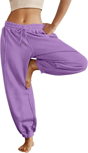 Baggy Sweatpants for Women Slim Fit Fall Jogger Pants High Waist Drawstring Fashion Trousers Petite with Pocket