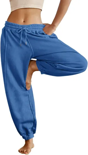 Baggy Sweatpants for Women Slim Fit Fall Jogger Pants High Waist Drawstring Fashion Trousers Petite with Pocket