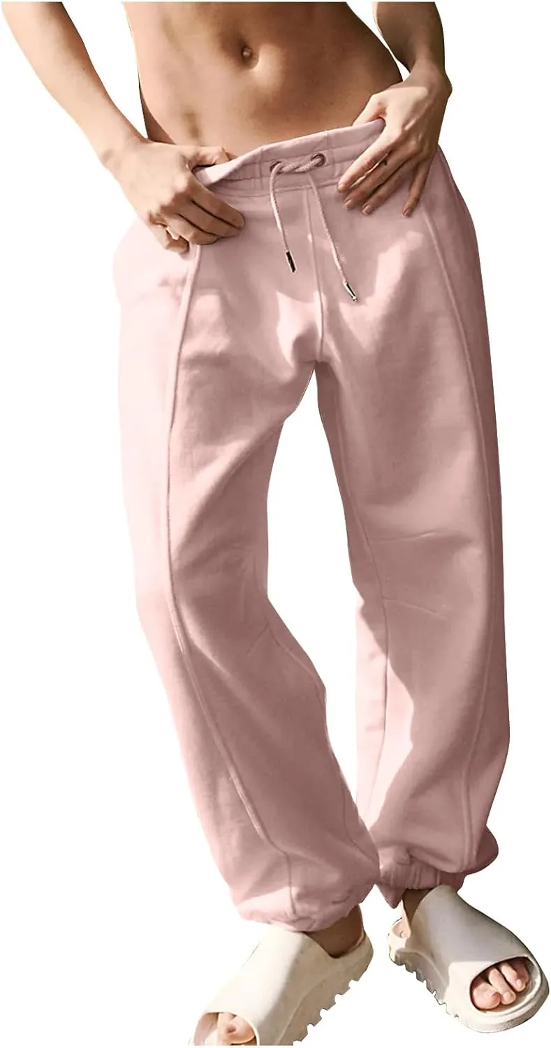 Baggy Sweatpants for Women Slim Fit Fall Jogger Pants High Waist Drawstring Fashion Trousers Petite with Pocket
