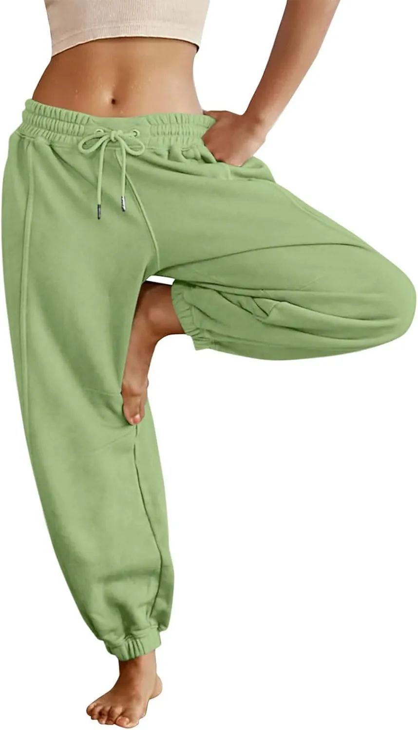 Baggy Sweatpants for Women Slim Fit Fall Jogger Pants High Waist Drawstring Fashion Trousers Petite with Pocket