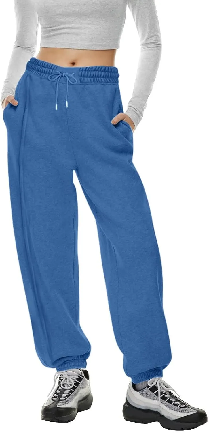 Baggy Sweatpants for Women Slim Fit Fall Jogger Pants High Waist Drawstring Fashion Trousers Petite with Pocket
