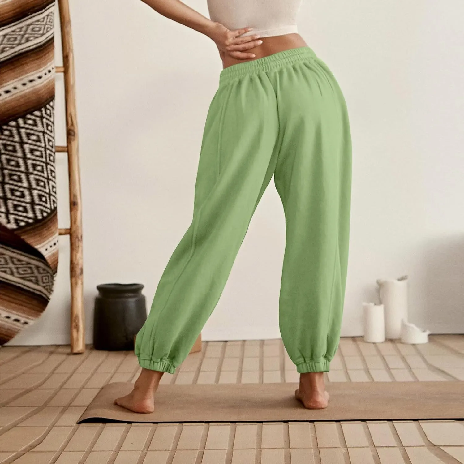Baggy Sweatpants for Women Slim Fit Fall Jogger Pants High Waist Drawstring Fashion Trousers Petite with Pocket