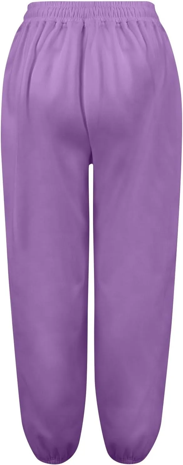 Baggy Sweatpants for Women Slim Fit Fall Jogger Pants High Waist Drawstring Fashion Trousers Petite with Pocket