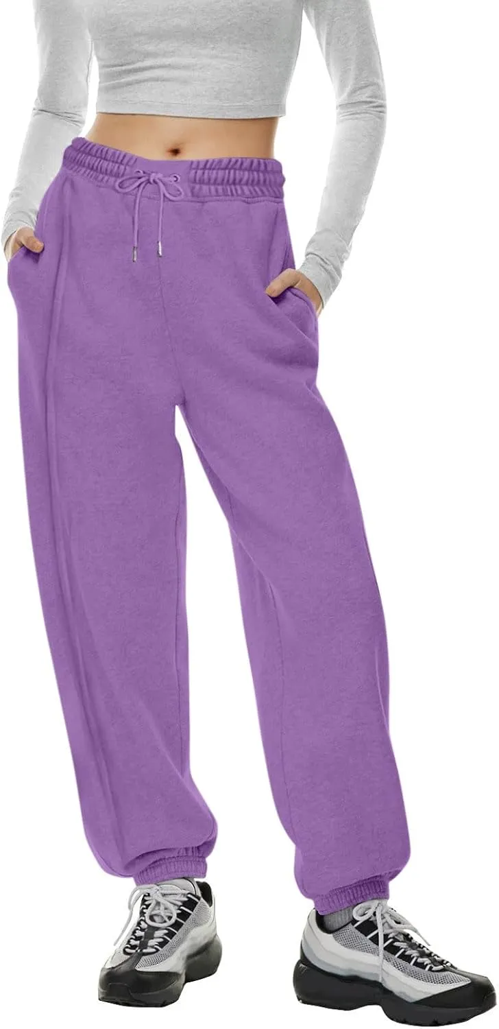 Baggy Sweatpants for Women Slim Fit Fall Jogger Pants High Waist Drawstring Fashion Trousers Petite with Pocket