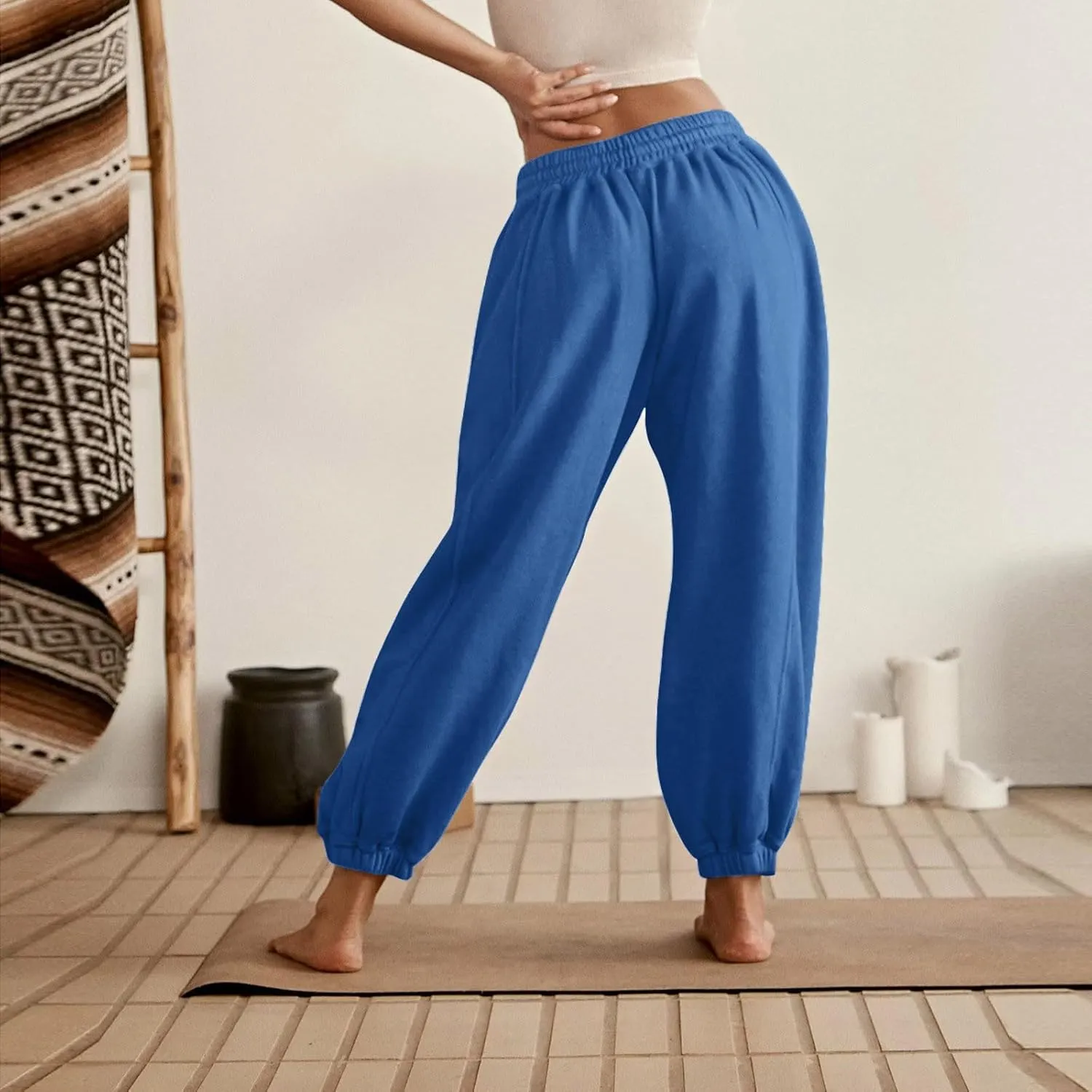 Baggy Sweatpants for Women Slim Fit Fall Jogger Pants High Waist Drawstring Fashion Trousers Petite with Pocket