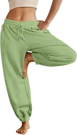 Baggy Sweatpants for Women Slim Fit Fall Jogger Pants High Waist Drawstring Fashion Trousers Petite with Pocket