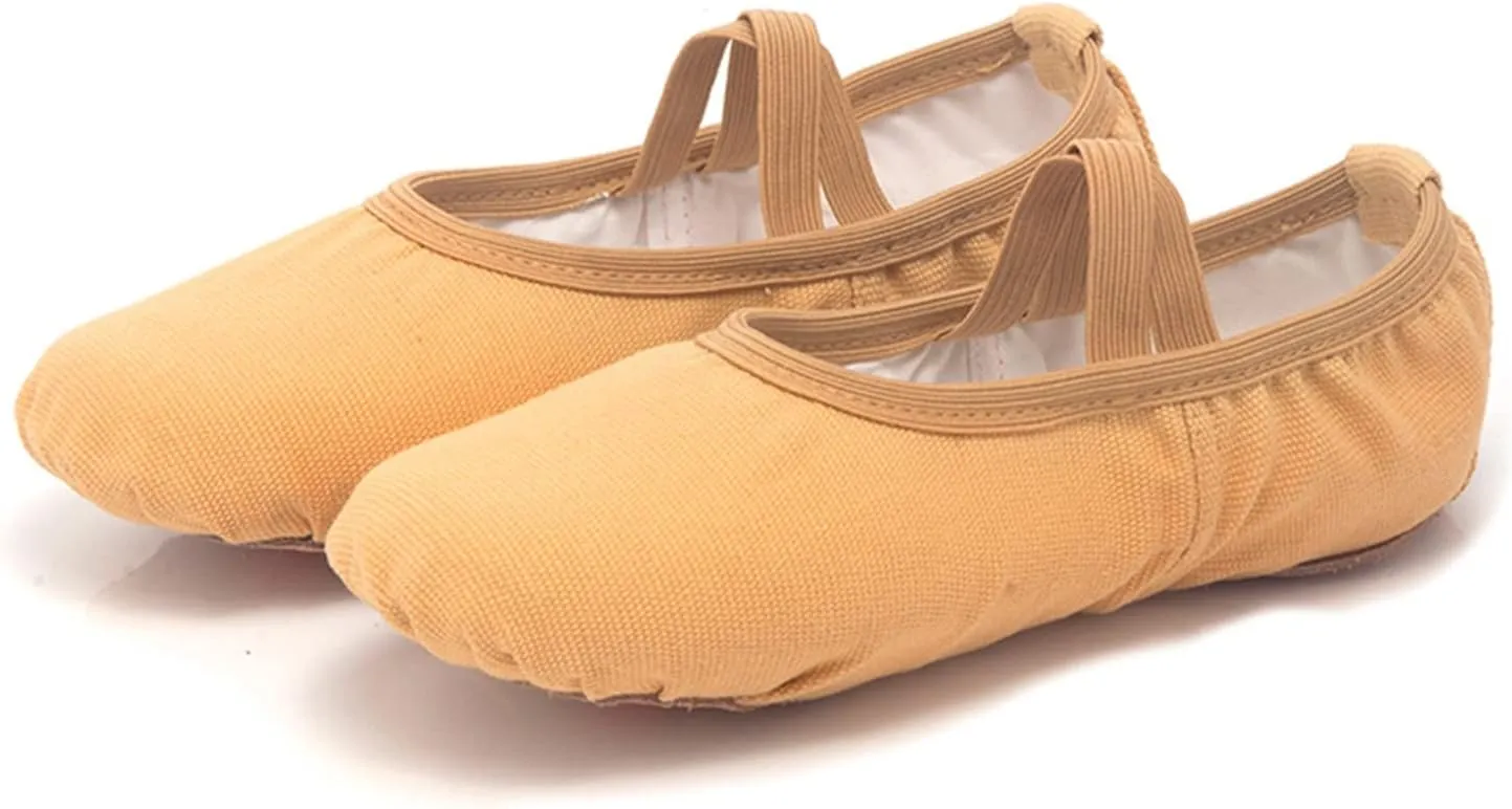 Ballet Shoes for Girls, Satin Elastic Dance Practice Slippers Split Soft Leather Flat Sole Yoga Gymnastics Shoes