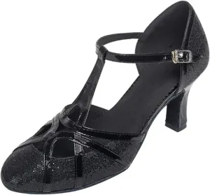 Ballroom Dance Shoes For Women Glitter Closed Toe Modern Shoe Salsa Ballroom Tango Latin Shoes For Girls Shoes Sandals(Black 7 cm,36)