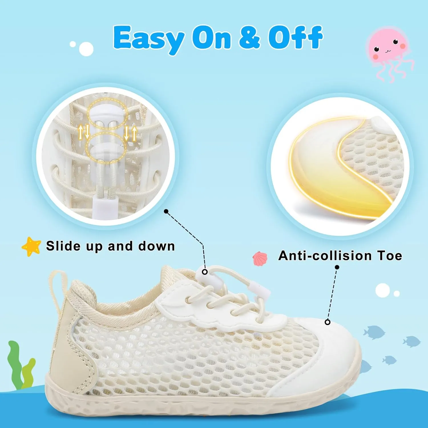 BARERUN Toddler Water Shoes Barefoot Kids Water Shoes Boys Girls Aqua Socks Quick-Dry Breathable Toddler Sandals Slip on Indoor Outdoor Walking Shoes for Beach Swim Pool