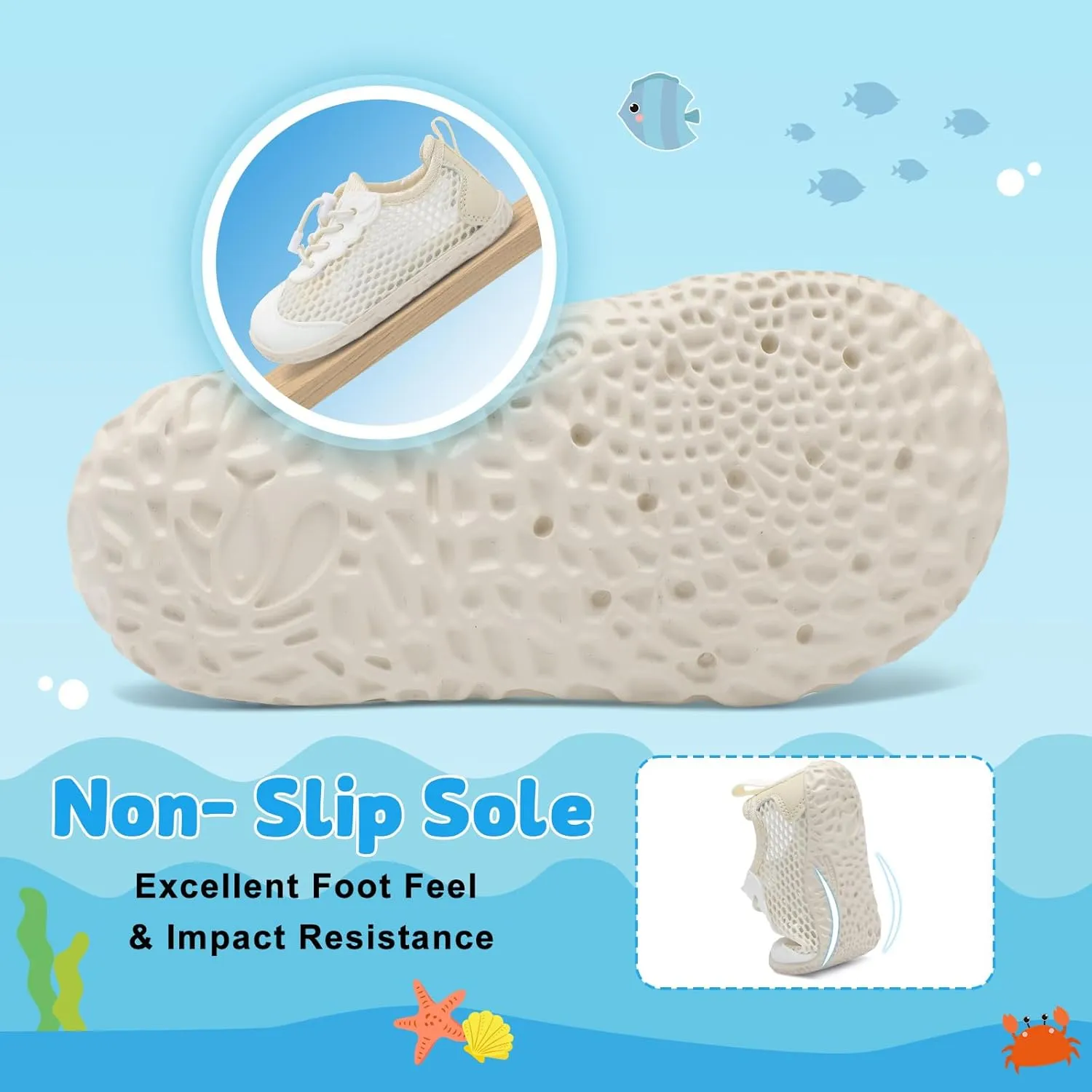 BARERUN Toddler Water Shoes Barefoot Kids Water Shoes Boys Girls Aqua Socks Quick-Dry Breathable Toddler Sandals Slip on Indoor Outdoor Walking Shoes for Beach Swim Pool