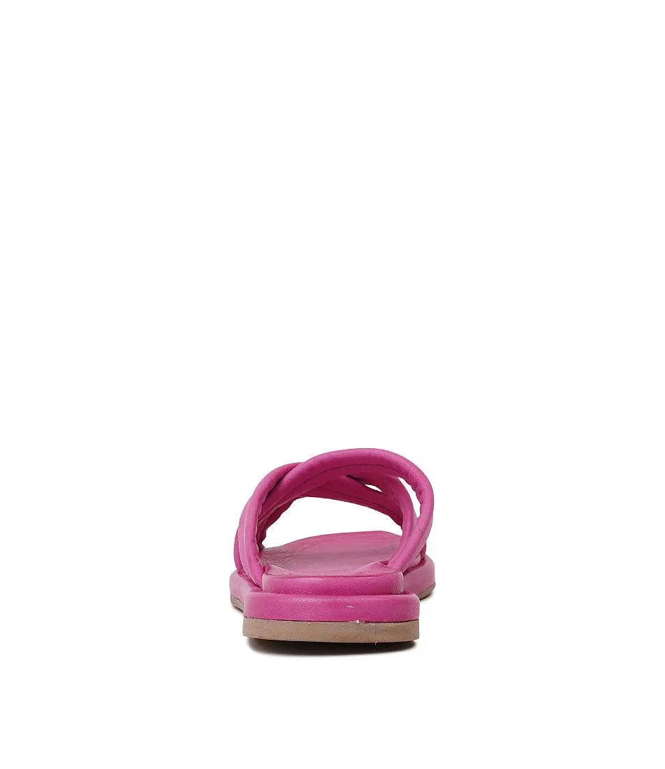 Beach Fuchsia Leather Slides