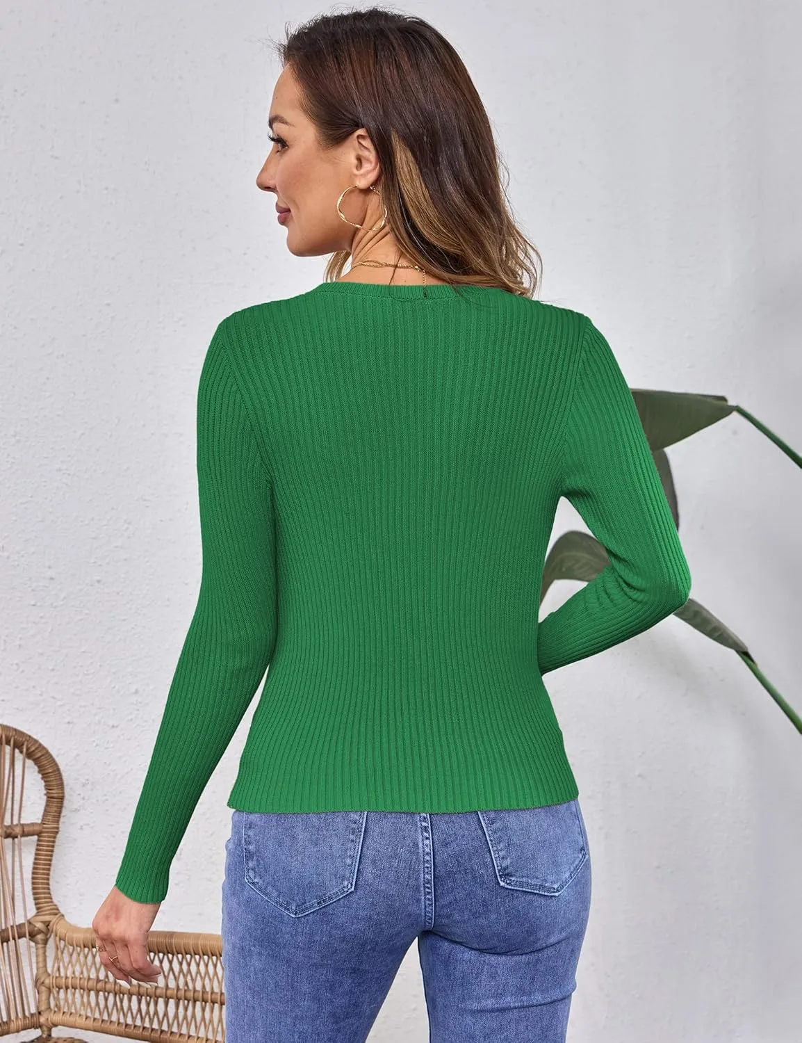 Beecarchil Women's Cardigan Sweaters Casual Button Open Front Long Sleeve V Neck Knit Lightweight Cardigans for Women